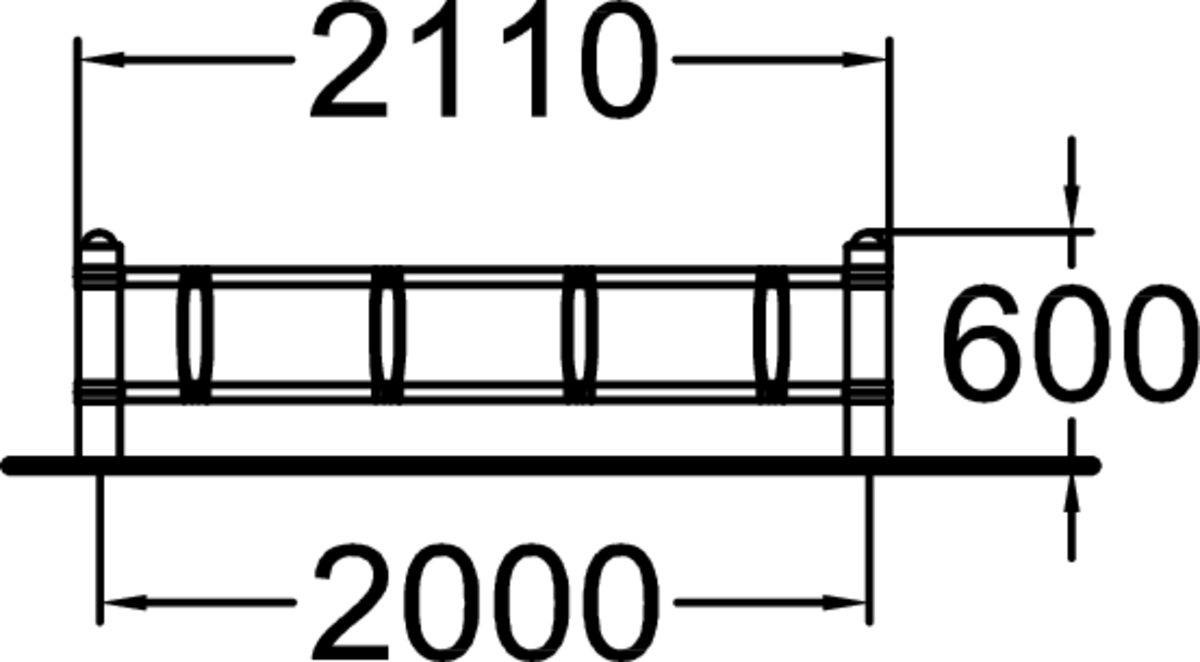 STRÖGET CYKELSTÄLL, DUBBELSIDIGT, H=600 MM, 1