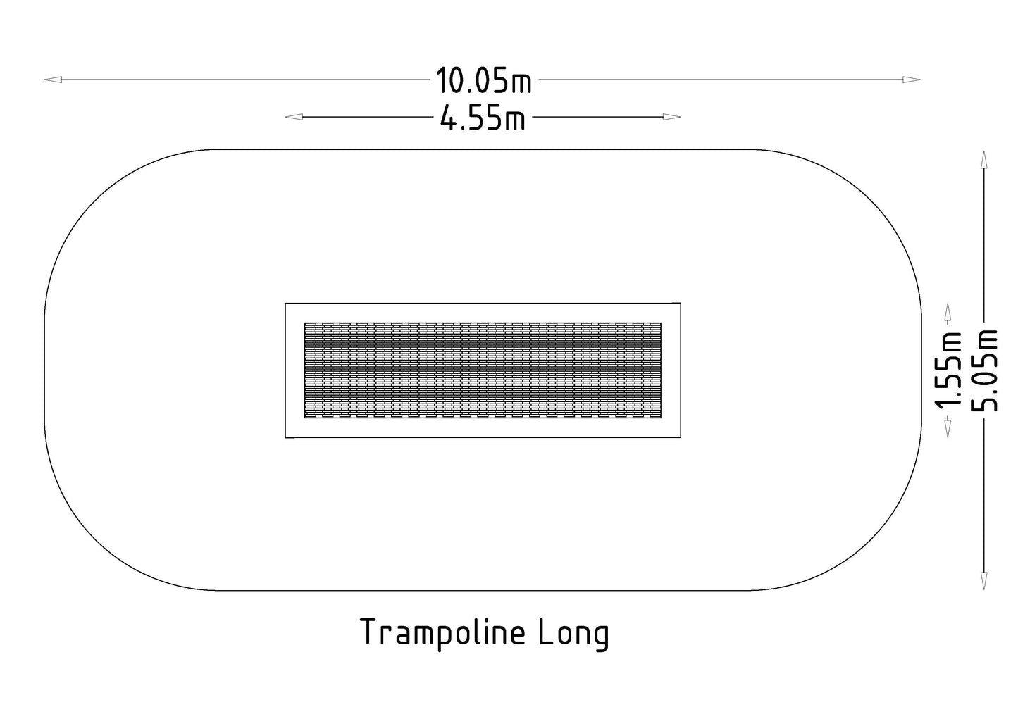 Avlång Trampolin 1x4m