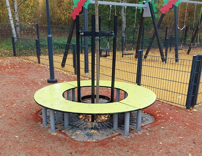 SVÄNGD / KVARTSRUND BÄNK I HPL, LIME
