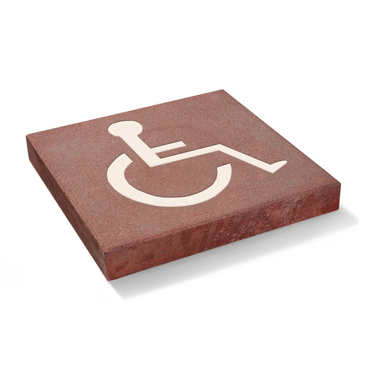Symbolplattan 500x500x65, Rullstol, Karminröd