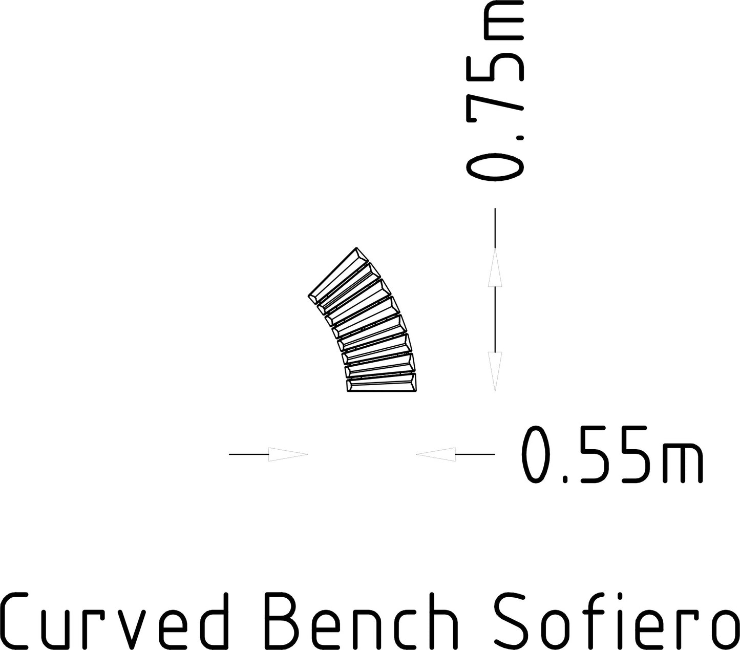 Svängd bänk 45° Sofiero