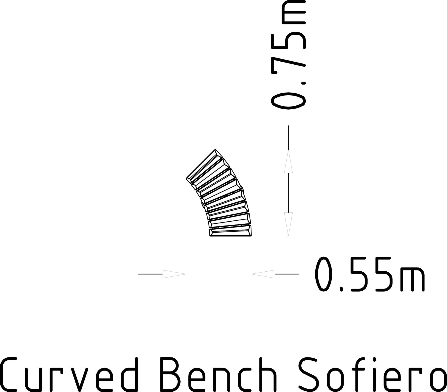Svängd bänk 45° Sofiero