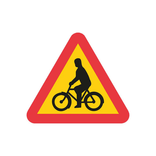 Plastvägmärke A16 – Varning för cyklande & moped K3 N